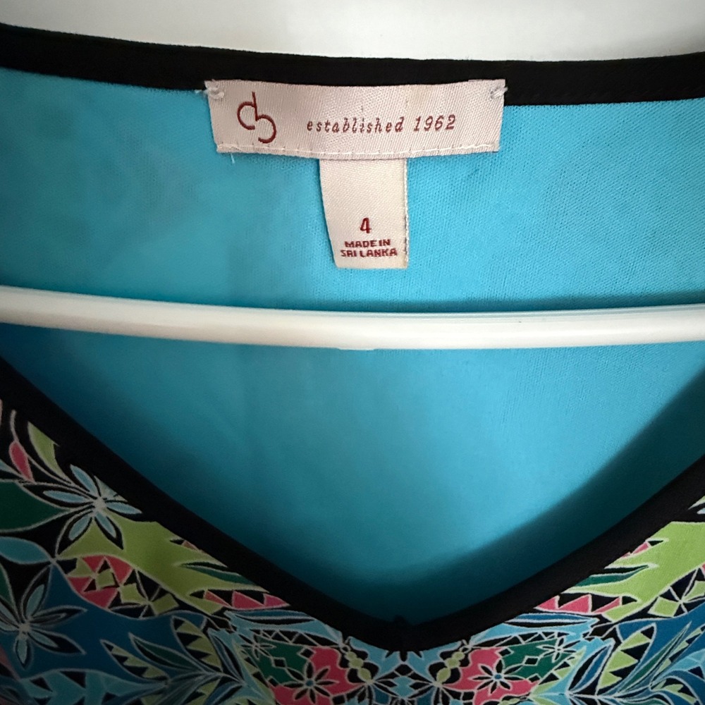 CB Established 1962 Sleeveless Handkerchief Hem Midi‎ Dress Size 4 Multicolor - Picture 3 of 9